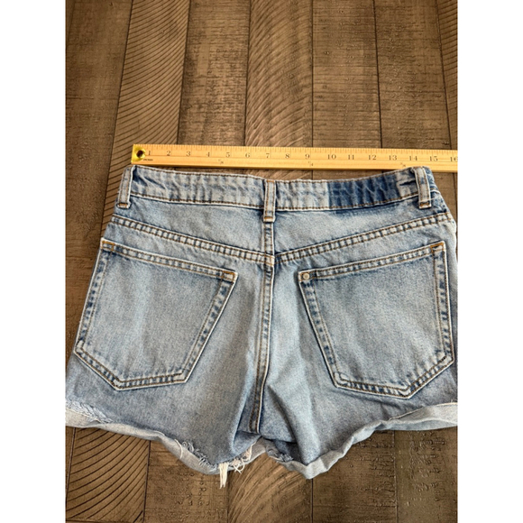 Embroidered Boyfriend Denim Shorts – Size 2 – Distressed Hem & Button Fly - Picture 5 of 7